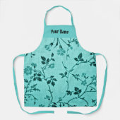 Turquoise bloemenpatroon SJABLOON Schort (Voorkant)