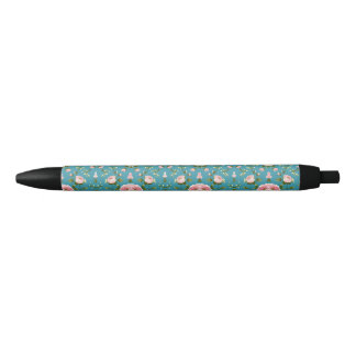 Turquoise bloemenpen – Elegant voor School & Kanto Zwarte Inkt Pen