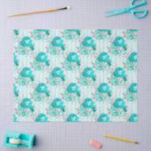 Turquoise Bloemenserie Design 3 Tissuepapier (Craft)