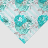 Turquoise Bloemenserie Design 3 Tissuepapier (Detail)
