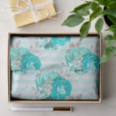 Turquoise Bloemenserie Design 3 Tissuepapier (Geschenk)