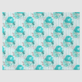 Turquoise Bloemenserie Design 3 Tissuepapier
