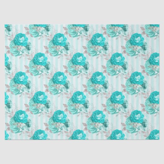 Turquoise Bloemenserie Design 3 Tissuepapier (Voorkant)