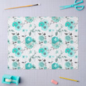 Turquoise Bloemenserie Design 9 Tissuepapier (Craft)