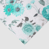 Turquoise Bloemenserie Design 9 Tissuepapier (Detail)
