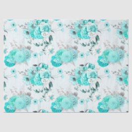 Turquoise bloemenserie ontwerp 2 tissuepapier