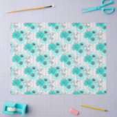 Turquoise Bloemenserie Ontwerp 4 Tissuepapier (Craft)
