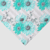 Turquoise Bloemenserie Ontwerp 4 Tissuepapier (Detail)