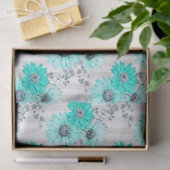 Turquoise Bloemenserie Ontwerp 4 Tissuepapier (Geschenk)