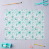 Turquoise Bloemenserie Ontwerp 5 Tissuepapier (Craft)