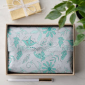 Turquoise Bloemenserie Ontwerp 5 Tissuepapier (Geschenk)