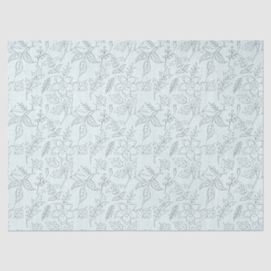 Turquoise Bloemenserie Ontwerp 6 Tissuepapier (Voorkant)
