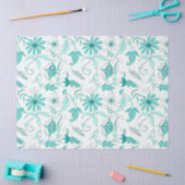 Turquoise Bloemenserie Ontwerp 7 Tissuepapier (Craft)
