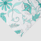 Turquoise Bloemenserie Ontwerp 7 Tissuepapier (Detail)