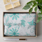 Turquoise Bloemenserie Ontwerp 7 Tissuepapier (Geschenk)