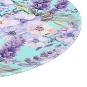 Turquoise bloemenveerpatroon monogram snijplank (Hoek)