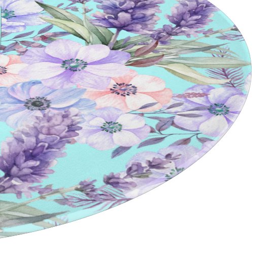 Turquoise bloemenveerpatroon monogram snijplank (Hoek)