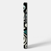 Turquoise Bloemenwervelingen iPhone 14 Hoesje (Achterkant / Links)