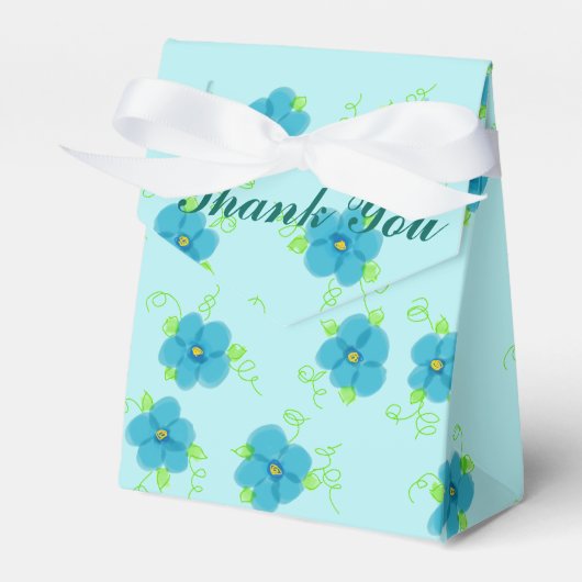 Turquoise bloemige envelopje gunstbox bedankdoosjes (Voorkant Zijde)