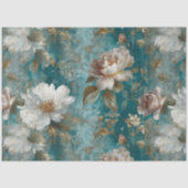 Turquoise Bloemige Naadloos Stoel Decoupage Tissuepapier (Voorkant)