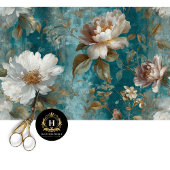 Turquoise Bloemige Naadloos Stoel Decoupage Tissuepapier