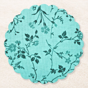 Turquoise bloemmotief kartonnen onderzetters