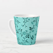 Turquoise bloemmotief latte mok (Linkerhoek)