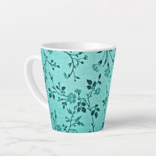 Turquoise bloemmotief latte mok