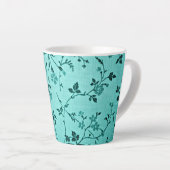 Turquoise bloemmotief latte mok (Rechterhoek)