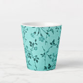 Turquoise bloemmotief latte mok (Voorkant)
