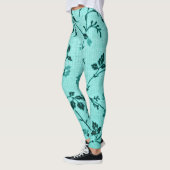 Turquoise bloemmotief leggings (Links)