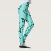 Turquoise bloemmotief leggings (Rechts)