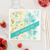 Turquoise bloemmotief servet (Insitu)