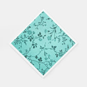 Turquoise bloemmotief servet (Hoek)