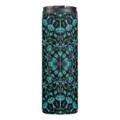 Turquoise Bloemrijke Mandala Monogram Thermosbeker (Achterkant)