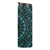 Turquoise Bloemrijke Mandala Monogram Thermosbeker (Geroteerd rechts)