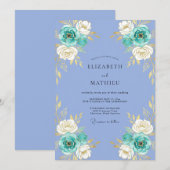Turquoise Bloemstuk Bruiloft Kaart (Voorkant / Achterkant)