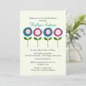 Turquoise Blooms Bridal Shower Invitation Kaart (Staand voorkant)