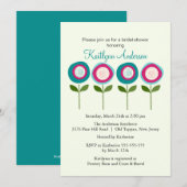 Turquoise Blooms Bridal Shower Invitation Kaart (Voorkant / Achterkant)