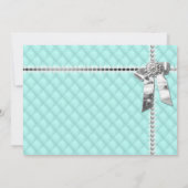 Turquoise Blue 1st  Silver Ribbon Pearls Kaart (Achterkant)