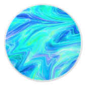 Turquoise Blue Abstract Keramische Knop (Voorkant)