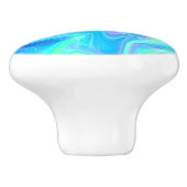 Turquoise Blue Abstract Keramische Knop (Zijkant)