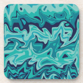 Turquoise Blue Abstract Marbled Coaster Set Bier Onderzetter (Voorkant)