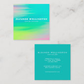 Turquoise Blue Abstract Waterverf Texture Vierkante Visitekaartje (Voorkant / Achterkant)