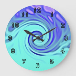 Turquoise Blue Abstract Wave Art Grote Klok