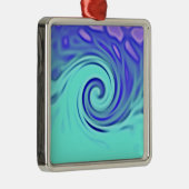 Turquoise Blue Abstract Wave Art Metalen Ornament (Rechts)