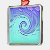 Turquoise Blue Abstract Wave Art Metalen Ornament (Links)