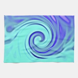 Turquoise Blue Abstract Wave Art Theedoek