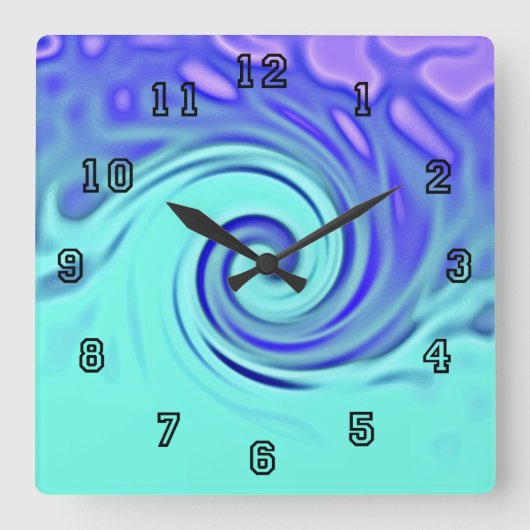 Turquoise Blue Abstract Wave Art Vierkante Klok (Voorkant)