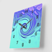 Turquoise Blue Abstract Wave Art Vierkante Klok (Hoek)